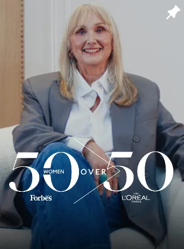Video still of a silver-haired woman for the Forbes and L'Oreal 50 Women over 50 series