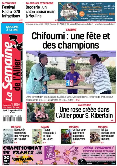 La une de La Semaine de l'Allier consacrée à la fête Chifoumi à Yzeure