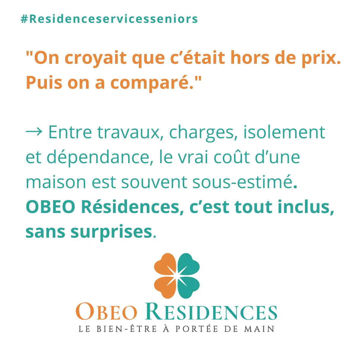 Visuel consacré au coût, expliquant que tout est inclus, sans surprises